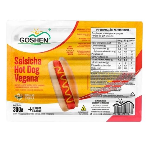 SALSICHA VEGANA PARA HOTDOG GOSHEN
